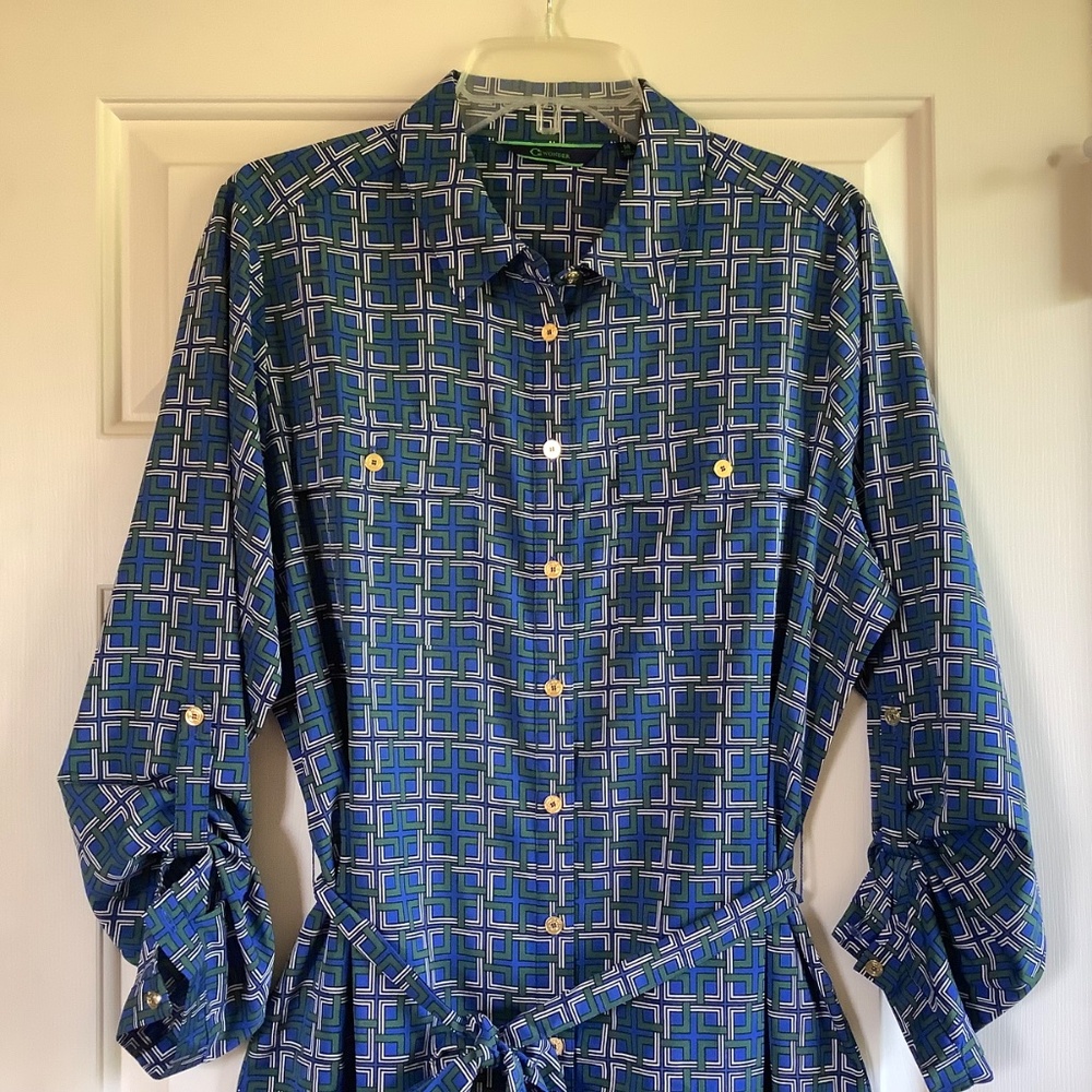 C. Wonder Midi Length Lattice Print Button Front … - image 4